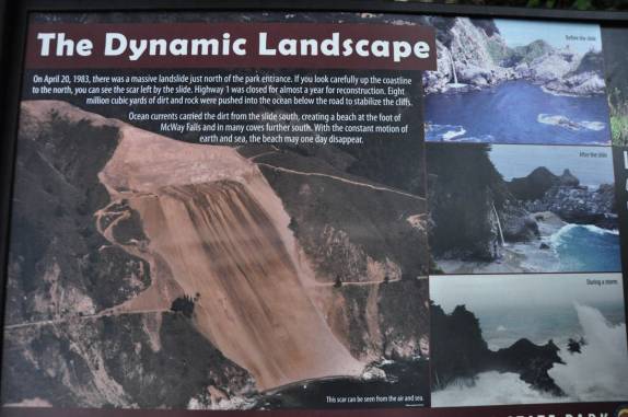 Fotos mostram que, antes do deslizamento, as águas de McWay Falls caíam diretamente no mar, em parque na Big Sur, ao sul de Carmel, na costa da Califórnia, nos Estados Unidos